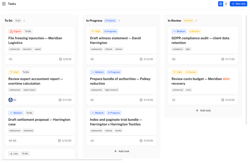 Tasks Kanban view
